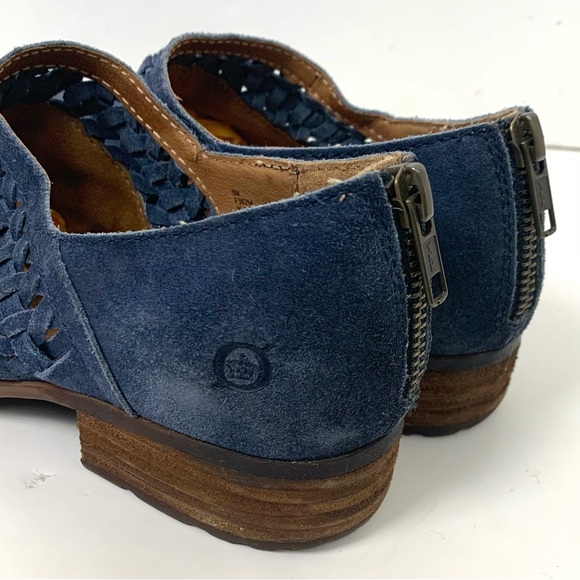 Born Katharina Ankle Booties Blue Suede Women Size 8 Zip Back Boho Distressed - Picture 6 of 14